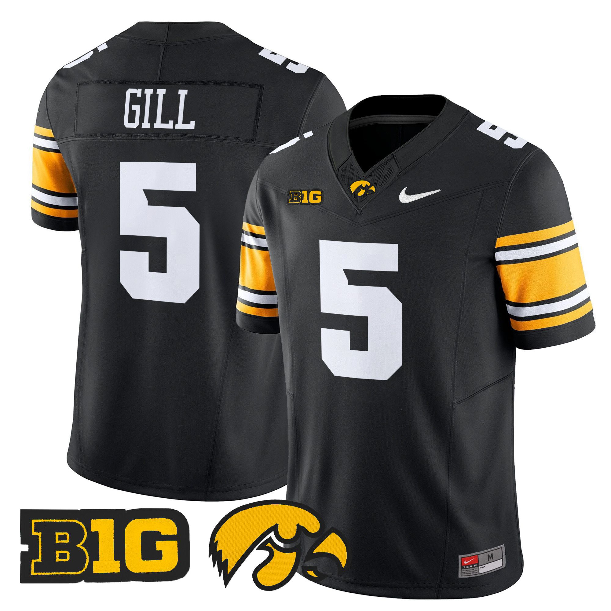 Men Iowa Hawkeyes #5 Gill Black Nike 2024 Vapor Limited NCAA Jersey style 1->ncaa teams->NCAA Jersey